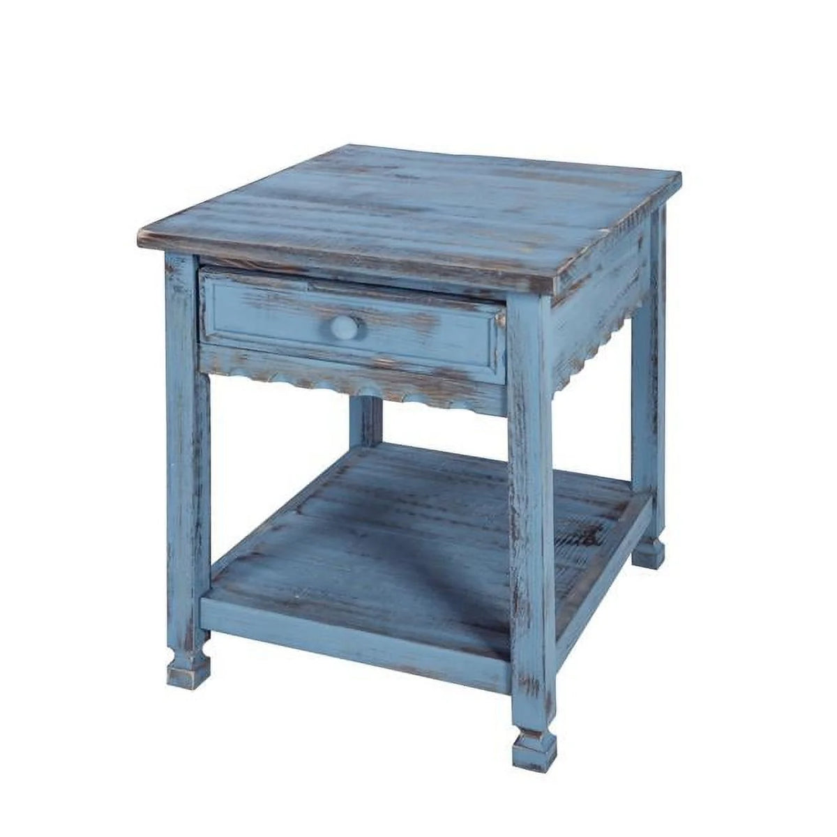 Rustic Blue Antique End Table U646