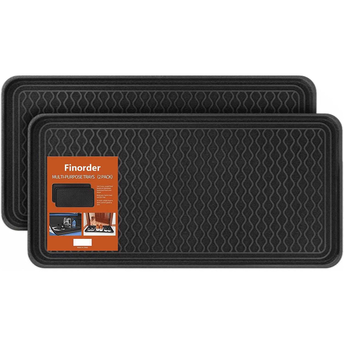 Set of 2 Black Heavy Duty Boot Trays Q30741