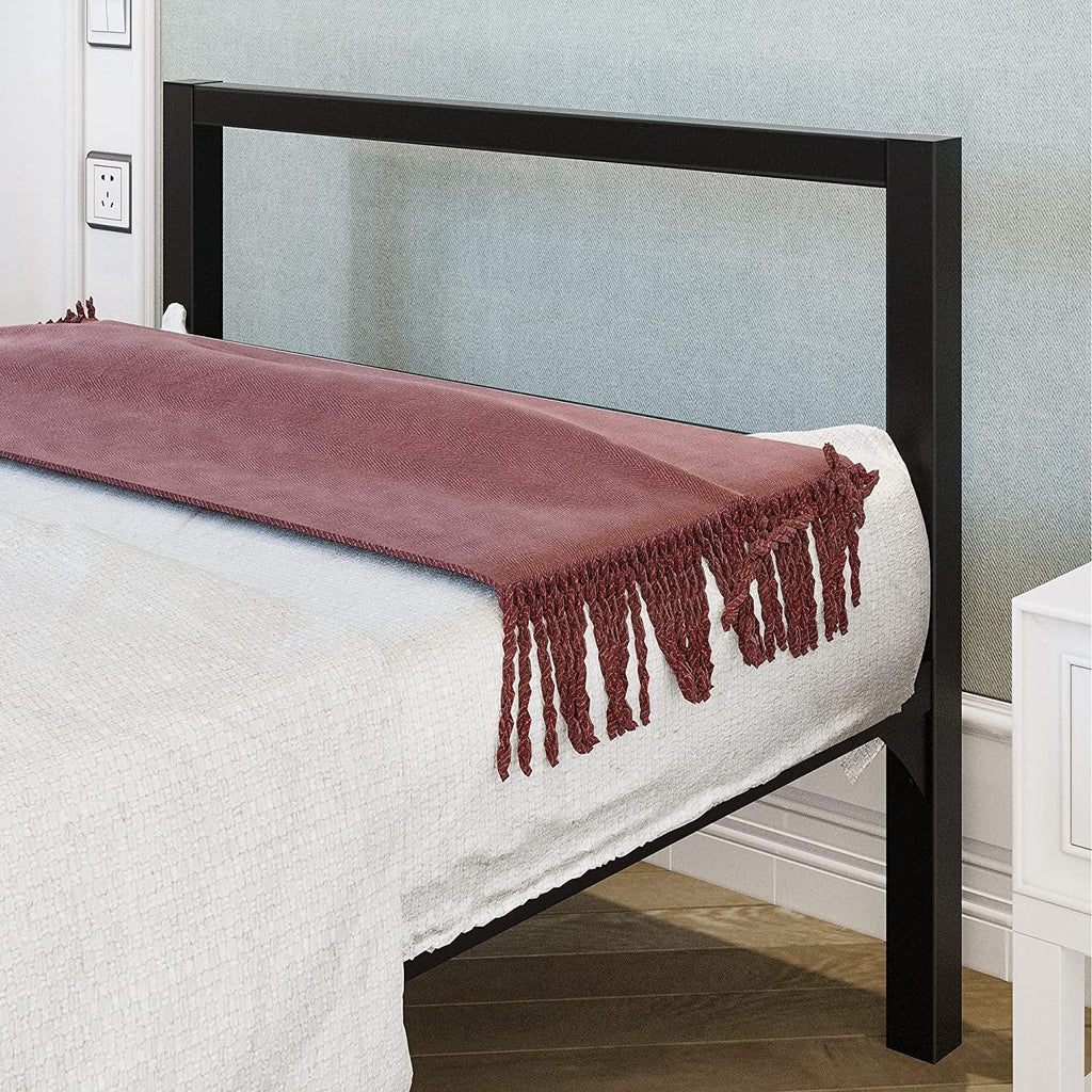 Twin Size Black Metal Bed Frame with Headboard J222