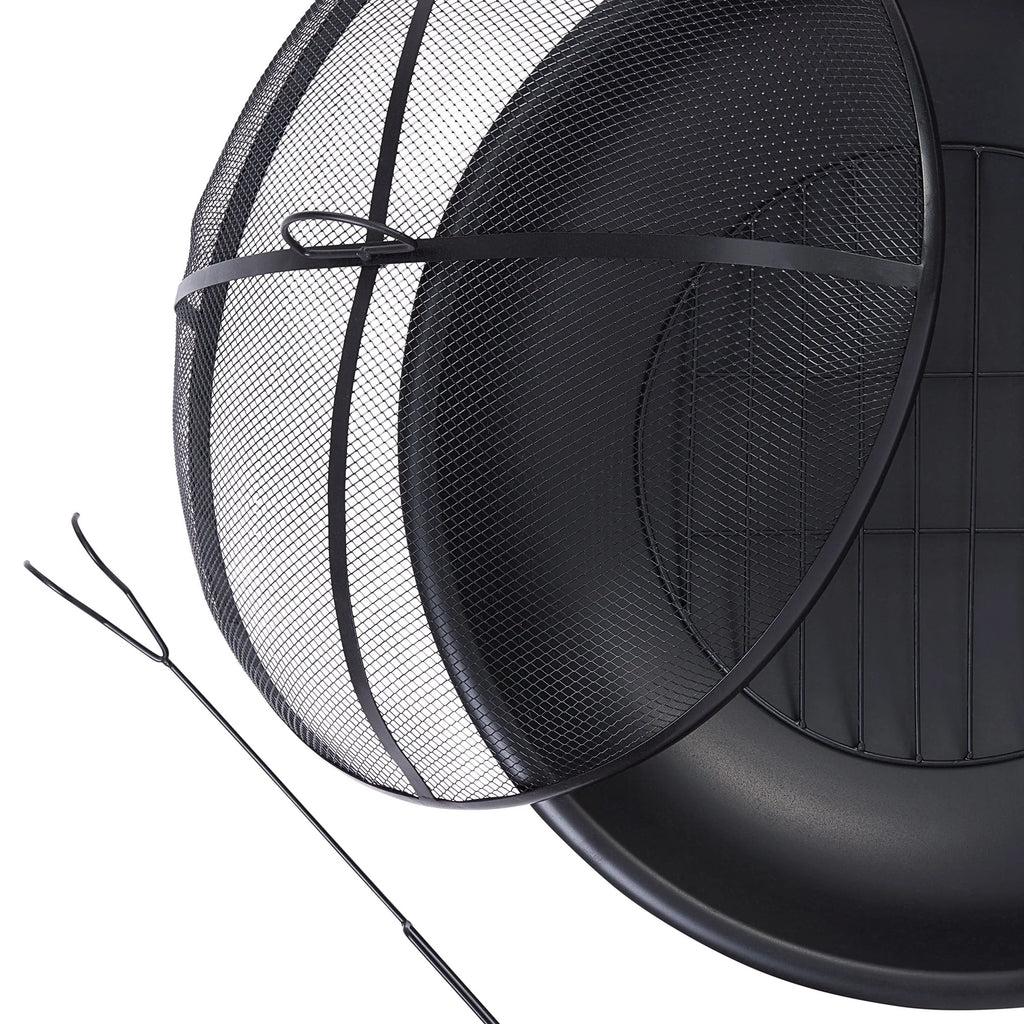 Black Round Iron Wood Burning Fire Pit A598