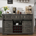 Wood Bar Cabinet with Sliding Barn Door and Wine Rack R327