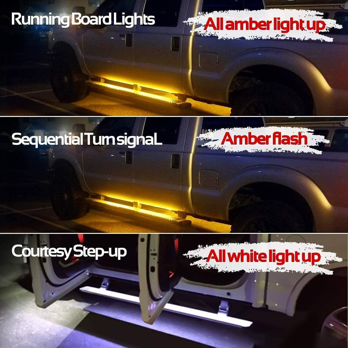 15 Feet Running Board Lights with White Courtesy Lights 2PCs 540 LEDs B635