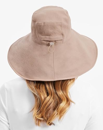 Women’s Ultra-Wide Cotton Linen Sun Hat UPF 50+ Packable Adjustable R507