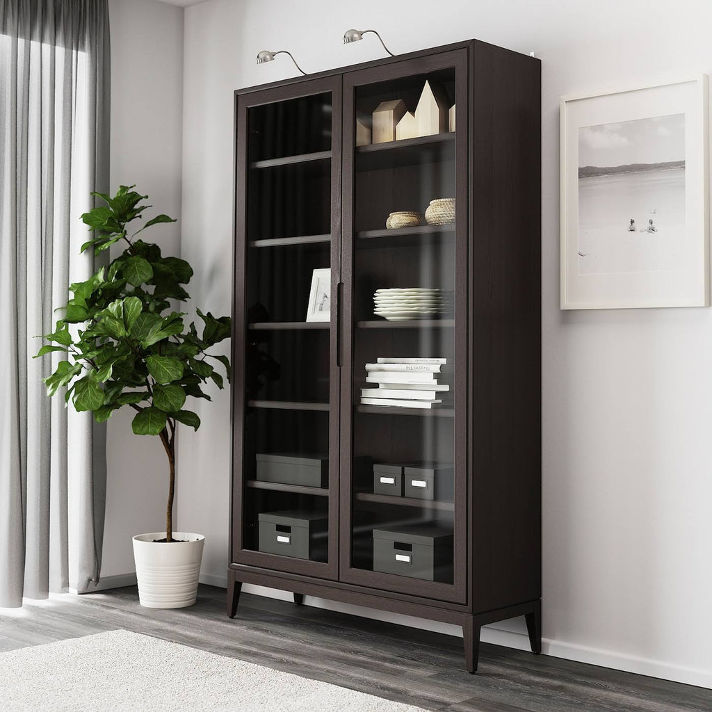 Brown Glass-Door Cabinet H569692