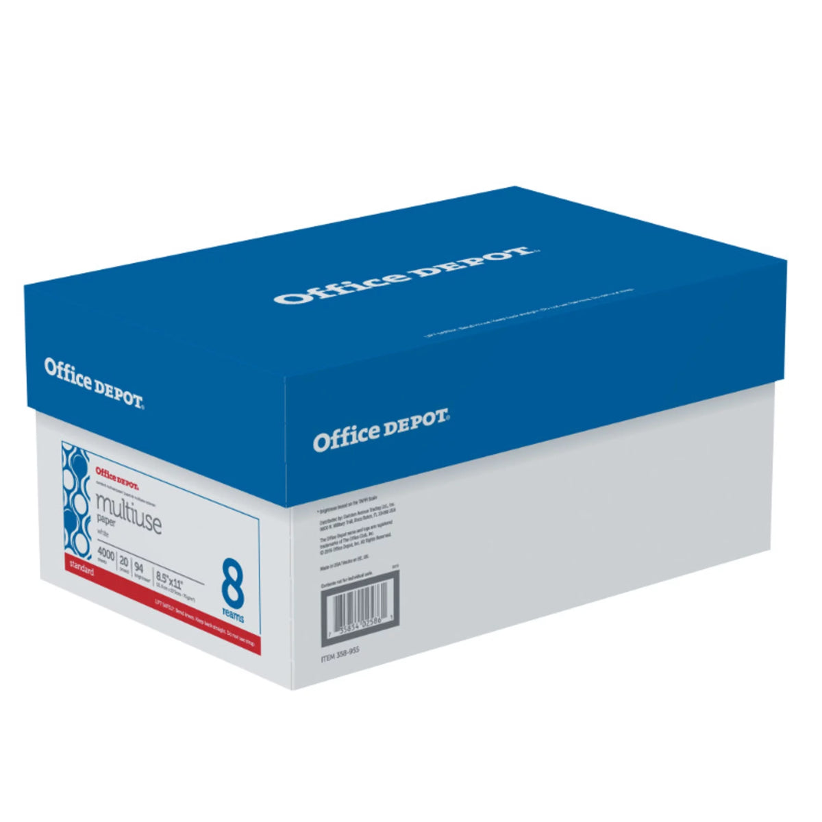 White 20 Lb Letter Paper, 500 Sheets Per Ream, Case Of 8 Reams G4495