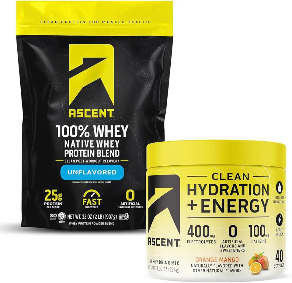 Unflavored Whey Protein Powder and Orange Mango Electrolytes F5254
