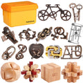 16 PCS Metal & Wooden Brain Teaser Puzzle Set D5576