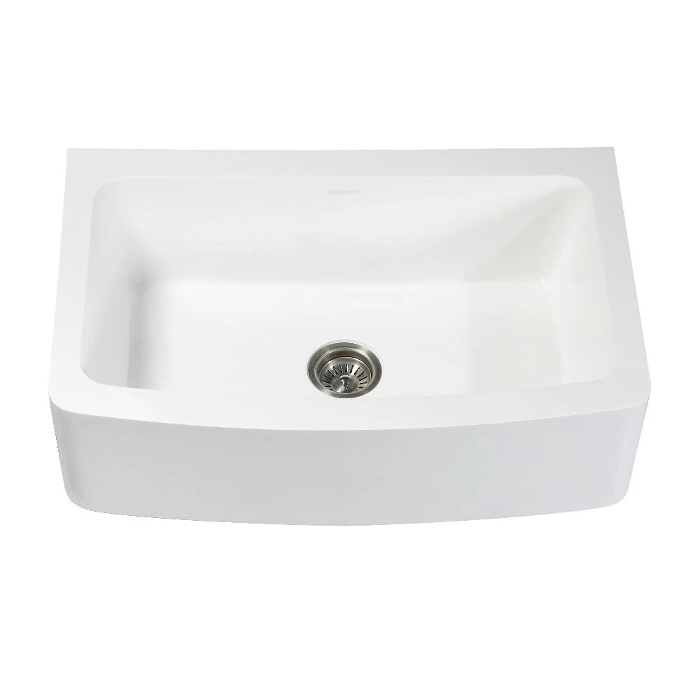 33 In. Single Bowl Farmhouse Kitchen Sink, Matte White U900655