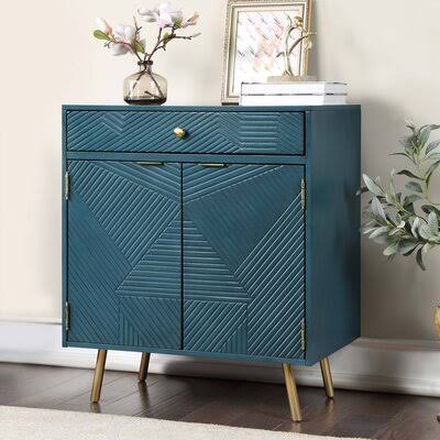 2 Door Accent Cabinet with Drawer Dark Cyan K927085
