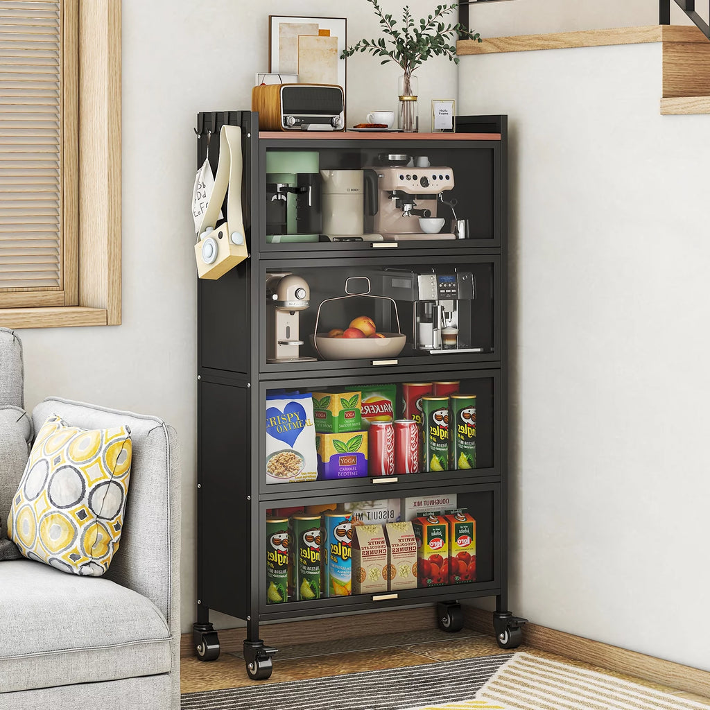 5 Tier Black Kitchen Baker's Rack with Wheels Z6931