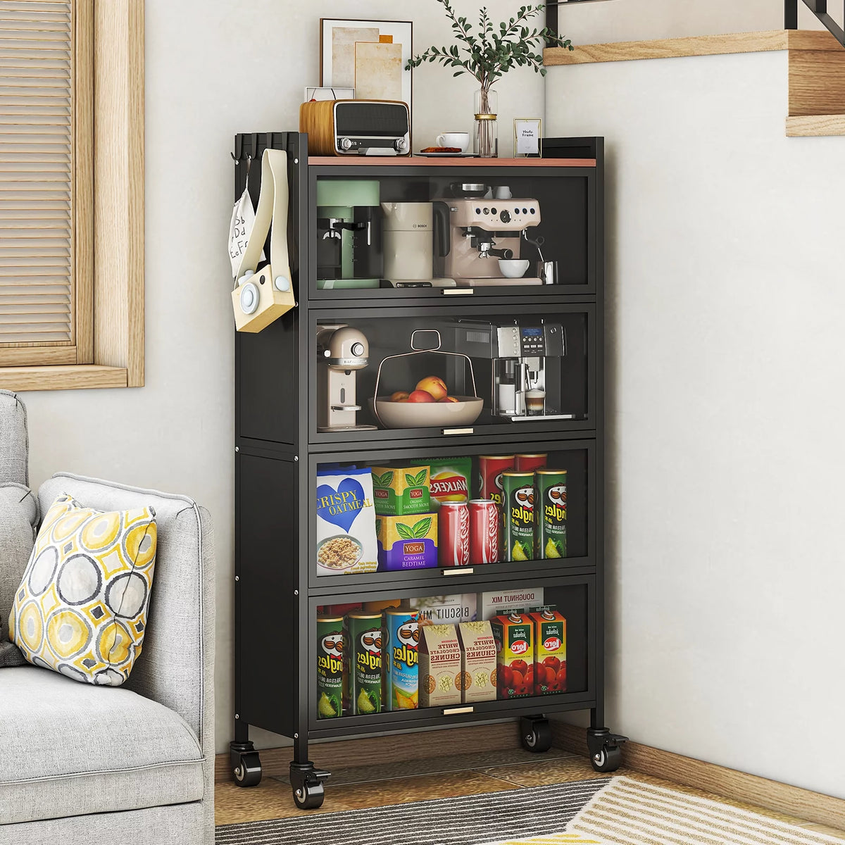 5 Tier Black Kitchen Baker's Rack with Wheels Z6931