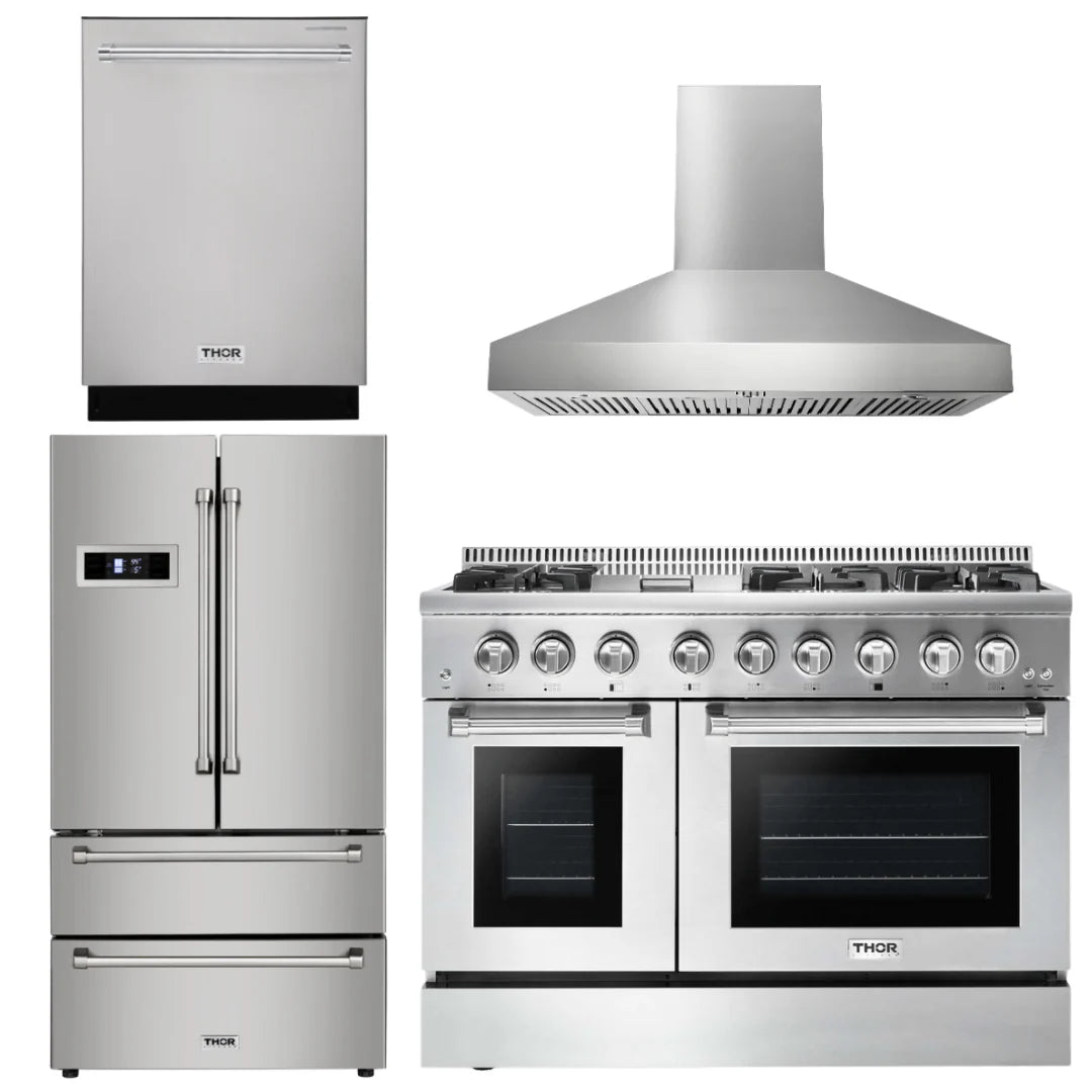 48 Gas Burner Electric Oven Range, Range Hood, Refrigerator, Dishwasher U137429
