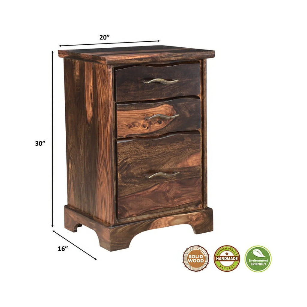 Dark Brown 3-drawer Solid Wood Filing Cabinet R38685