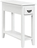 Narrow End Table with Drawer and Open Shelf, White X113786