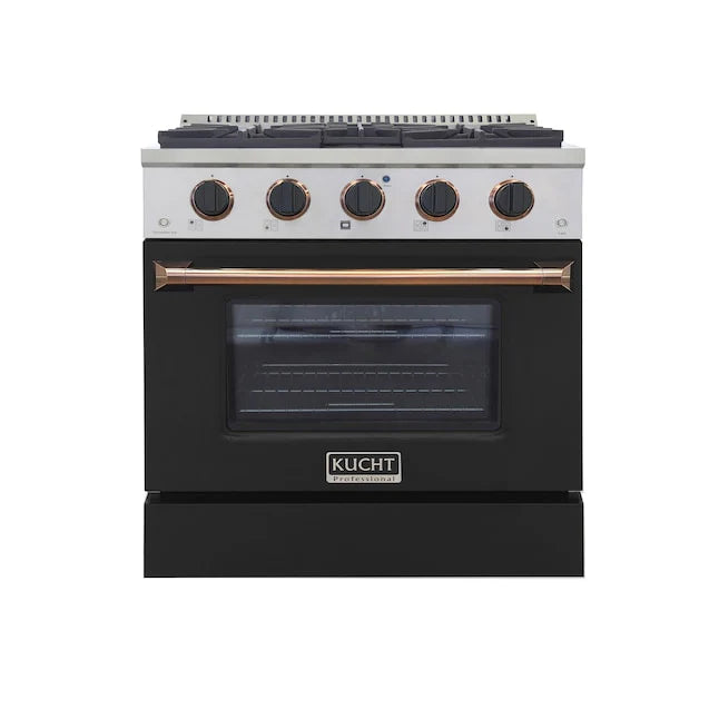 30 Pro-Style Propane Gas Dual Fuel Range Black Gold Accents K282