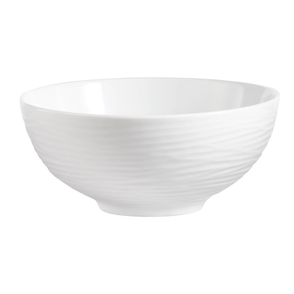 12-Piece White Embossed Round Rim Dinnerware Set E7626