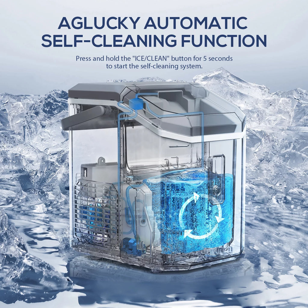 Portable Nugget Ice Maker Countertop Self-Cleaning 33lbs/24H Grey Y894223