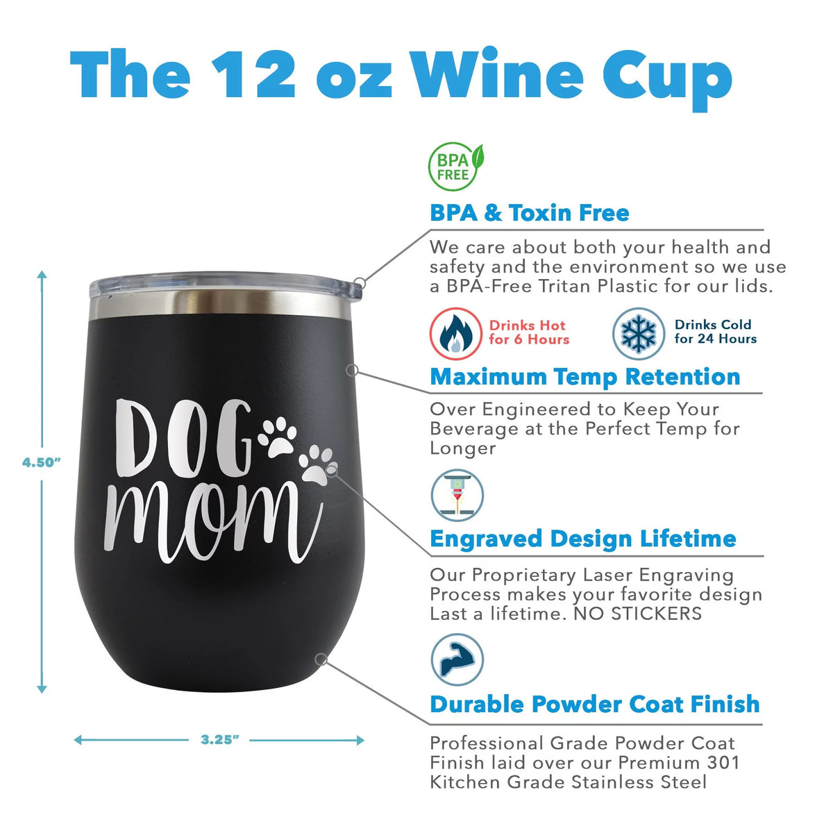 Engraved 12 oz Red Wine Cup E594