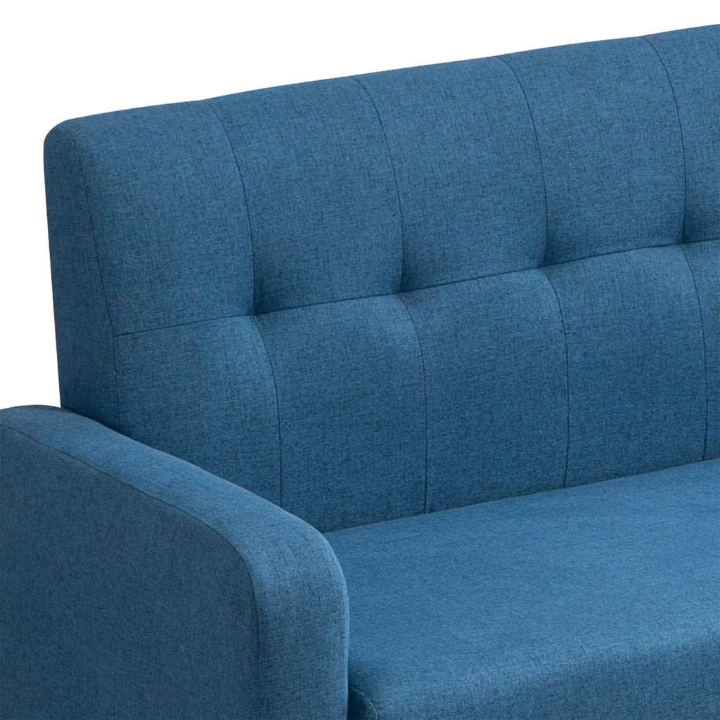 Blue Linen Upholstered Loveseat with Arms D480378
