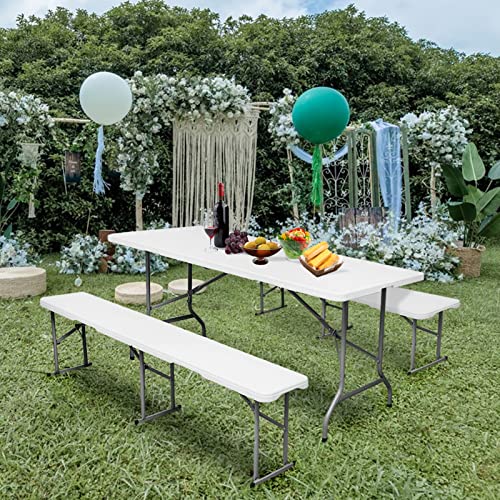White 6 Foot Plastic Folding Bench H753935