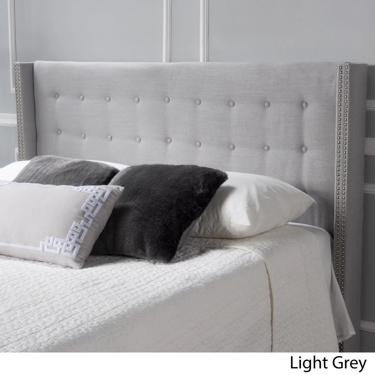 Light Grey Fabric Full/ Queen Headboard T115