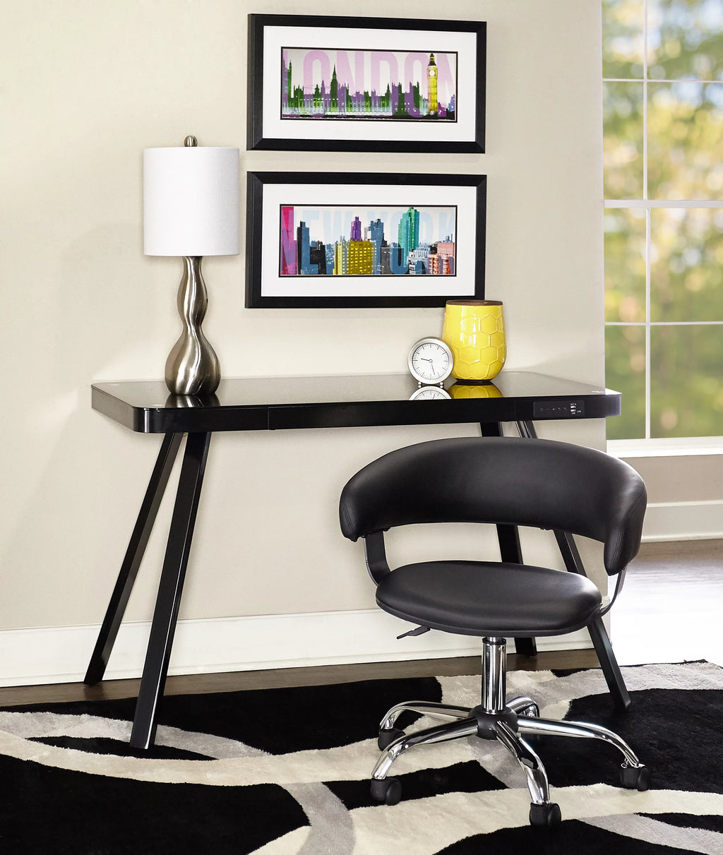 Black Low-Back Desk Chair with Castors C92686