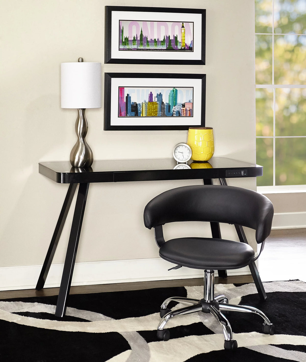 Black Low-Back Desk Chair with Castors C92686