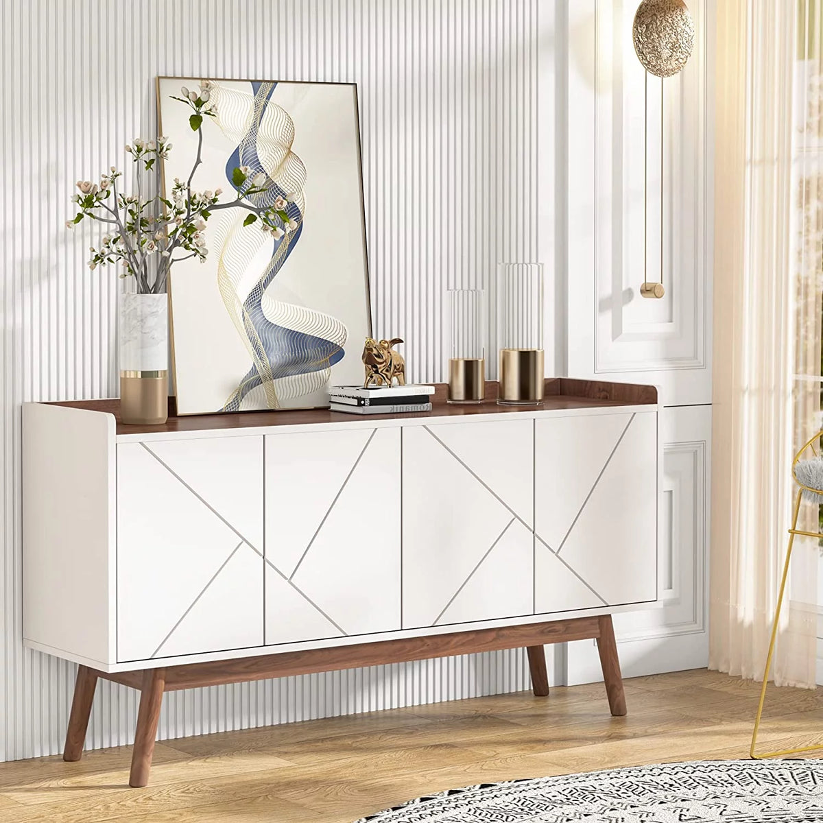 White Buffet Cabinet with Storage S387391