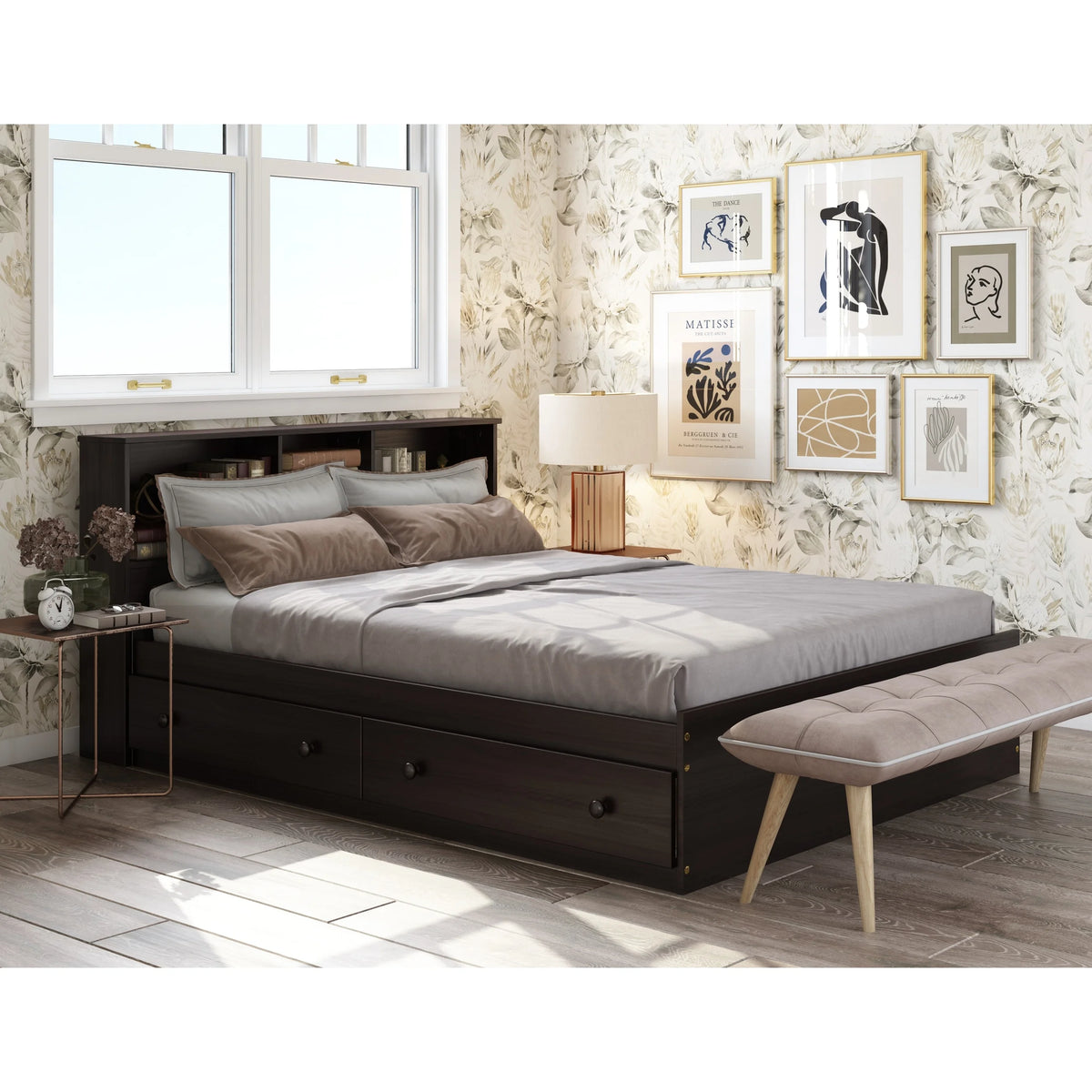 White Solid Wood Full Platform Storage Bed Z163498