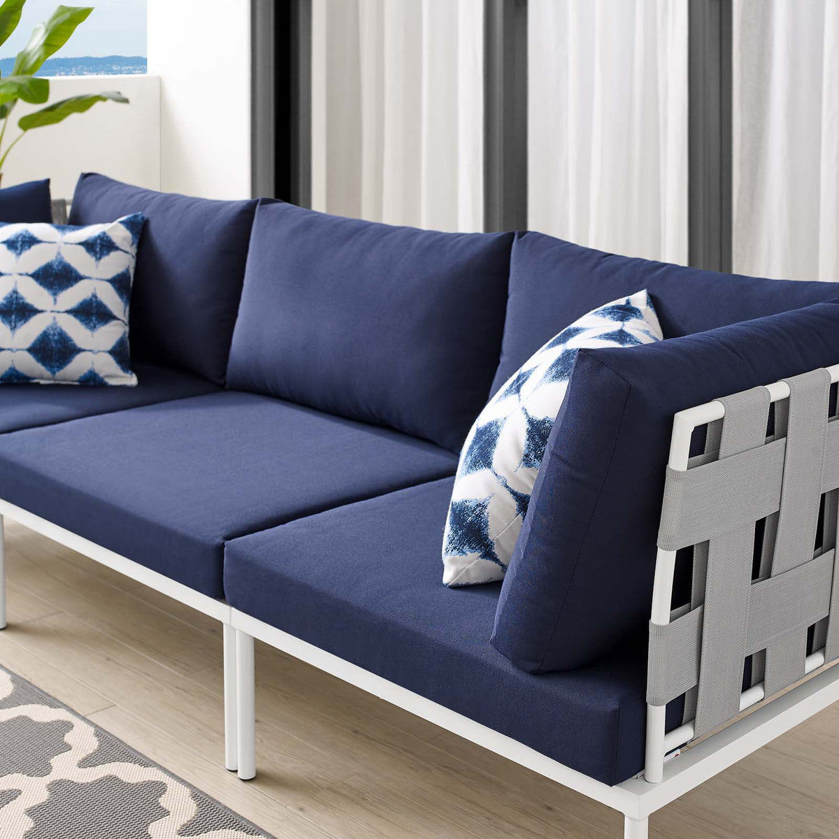 Grey Blue Navy Modern Outdoor Lounge Sofa B502