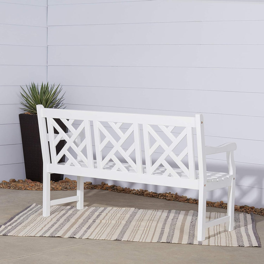 White Acacia Wooden Bench A22079