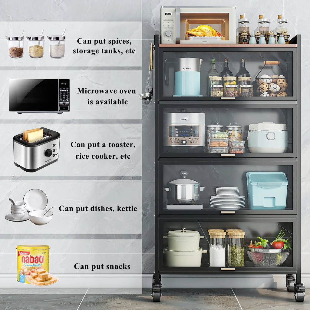 5 Tier Black Kitchen Baker's Rack with Wheels Z6931