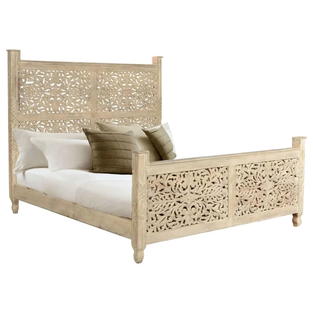 Hand Carved Solid Wooden Bed Frame G496252