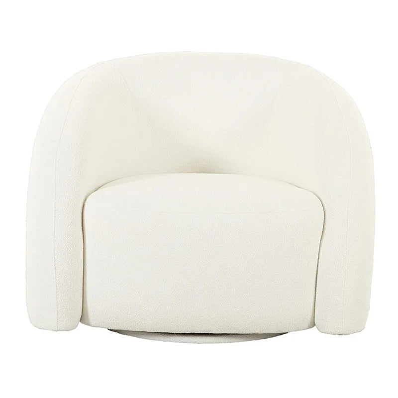 White Fabric and Wood Swivel Accent Chair H373