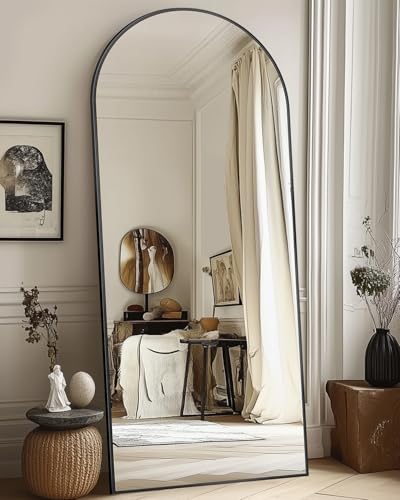 71"x32" Arched Black Full Length Mirror with Stand A660