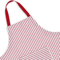 Red and White Stripe Woven Cotton Apron with Pocket M343