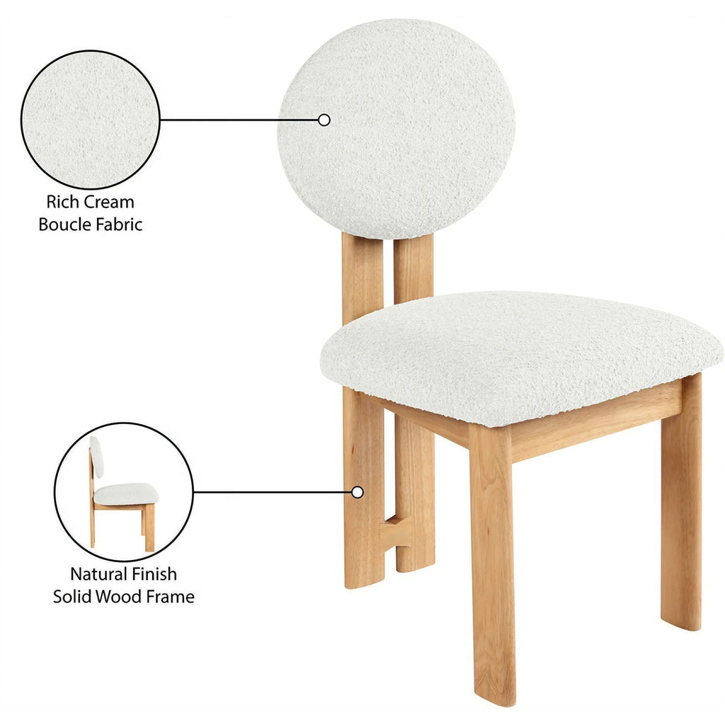 Cream Fabric & Wood Dining Chair Set of 2 D688295