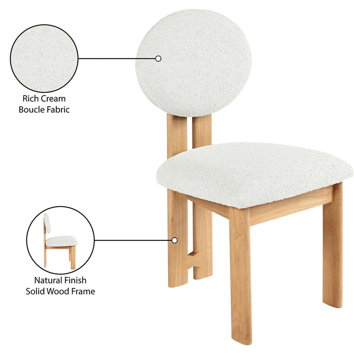 Cream Fabric & Wood Dining Chair Set of 2 D688295