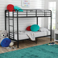 Black Metal Twin over Twin Quad Bunk Bed with Ladder and Guardrails S739