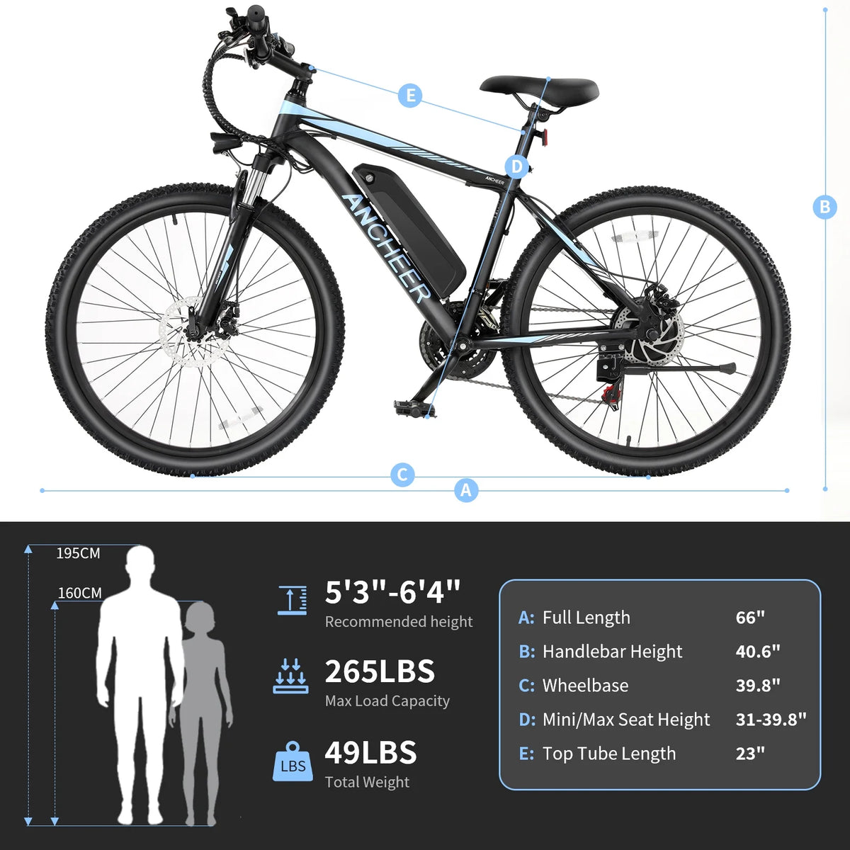 26'' Electric Mountain Bike with 500W Motor J34701