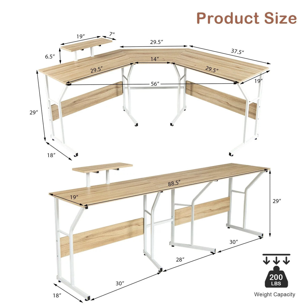 88.5" L Shaped Reversible Computer Desk S8873