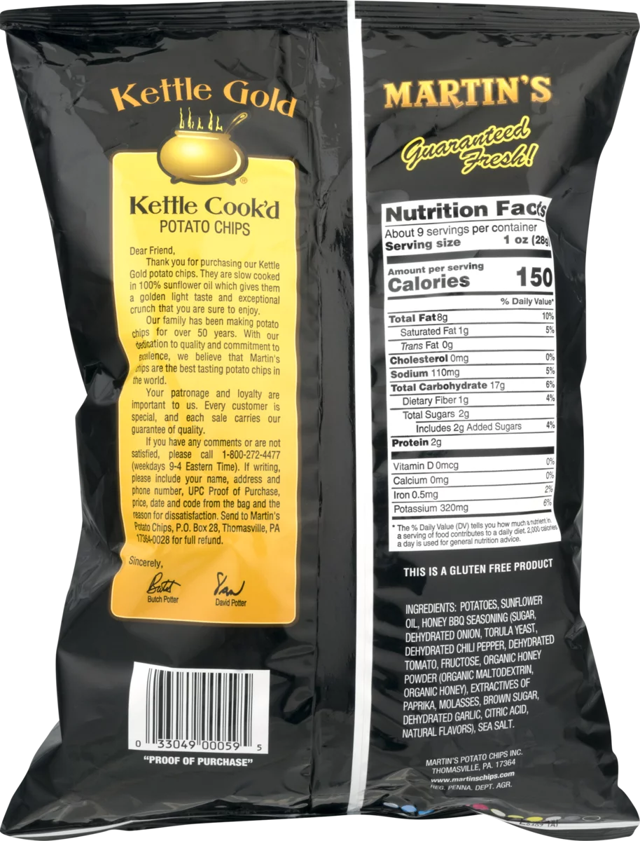 Potato Chips Honey BBQ 8 oz. Bag 3 Bags I39387