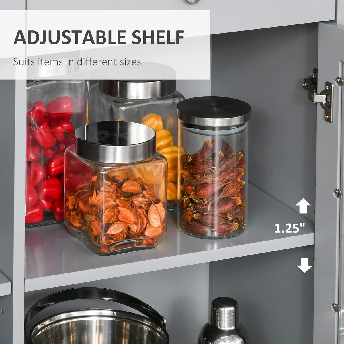 Retro Kitchen Sideboard Buffet Cabinet with Glass Doors and Drawers P3369