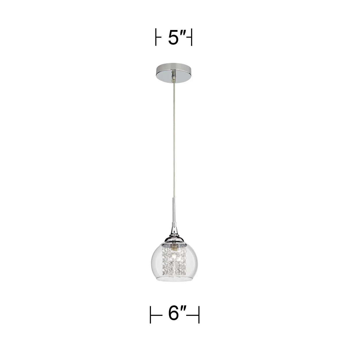 Chrome Mini Pendant with Clear Glass Shade R584