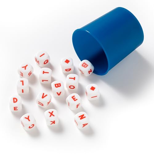 Fast Paced Word Making Dice Game with Sand Timer 15 Dice and Cup F6159