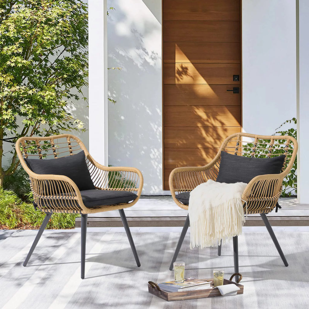 Wicker Outdoor Chairs Set of 2 with Cushions V147984