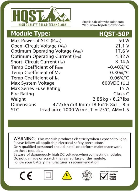 50 Watt 12 Volt Polycrystalline Portable Solar Panel Pack of 2 T7978