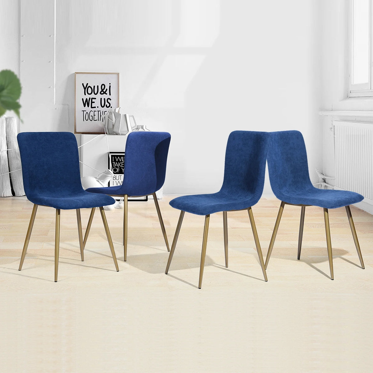 Navy Blue Velvet Dining Chairs Set of 4 L81220