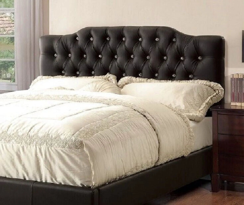 Black Faux Leather California King Size Platform Bed I920