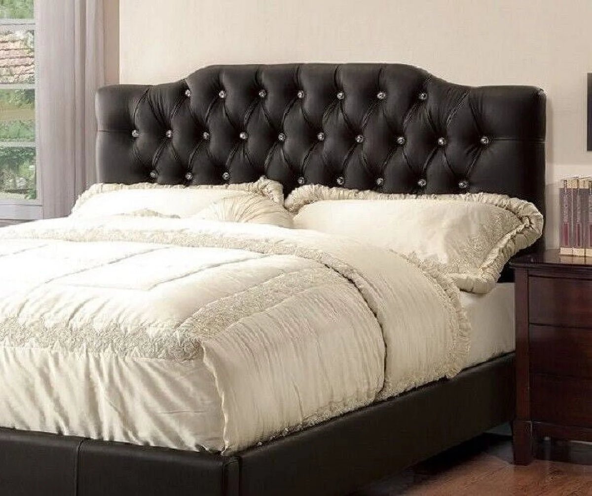 Black Faux Leather California King Size Platform Bed I920